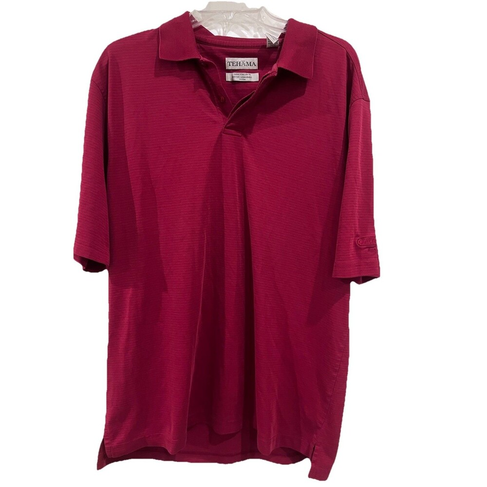 Tehama Hang’em Dry Cherry Red Short Sleeve Pima Cotton Poly Men’s Polo Shirt L